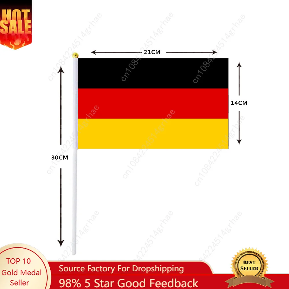 

Флаг Германии, ручной размахивающий флаг, флаг Германии, маленькие мини-ручные флаги, 10 шт., 14x21 см, Кубок мира, поддержка спортивных мероприятий, ручной флаг