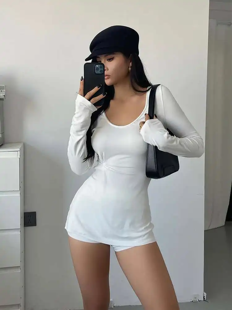 WOMENGAGA O-neck Long Sleeved Medium Length T-shirt Mini Dress For Women's Autumn New Thin Fashion Loose Korean Women A7YX