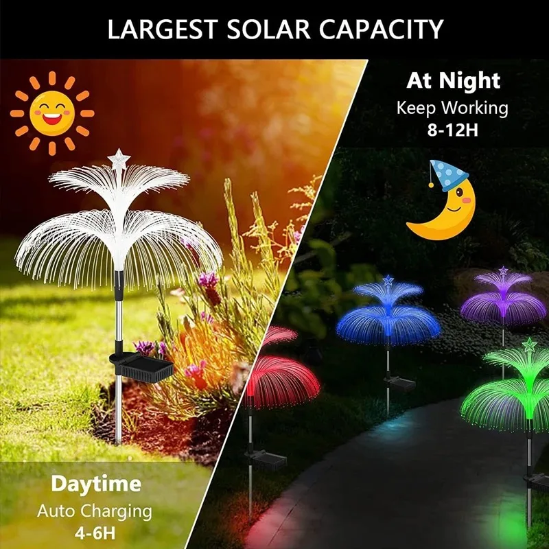 Double Solar Jellyfish LED Light para Garden Decor, impermeável Lawn Light, Pátio Yard Pathway Decor, lâmpada de chão, 7 cores