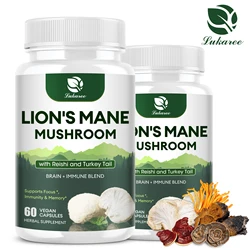 BBEEAAUU Lion's Mane Mushroom Capsules Brain Nervous System Health and Memory Supplements Immunity Sleep Energy Mood Support