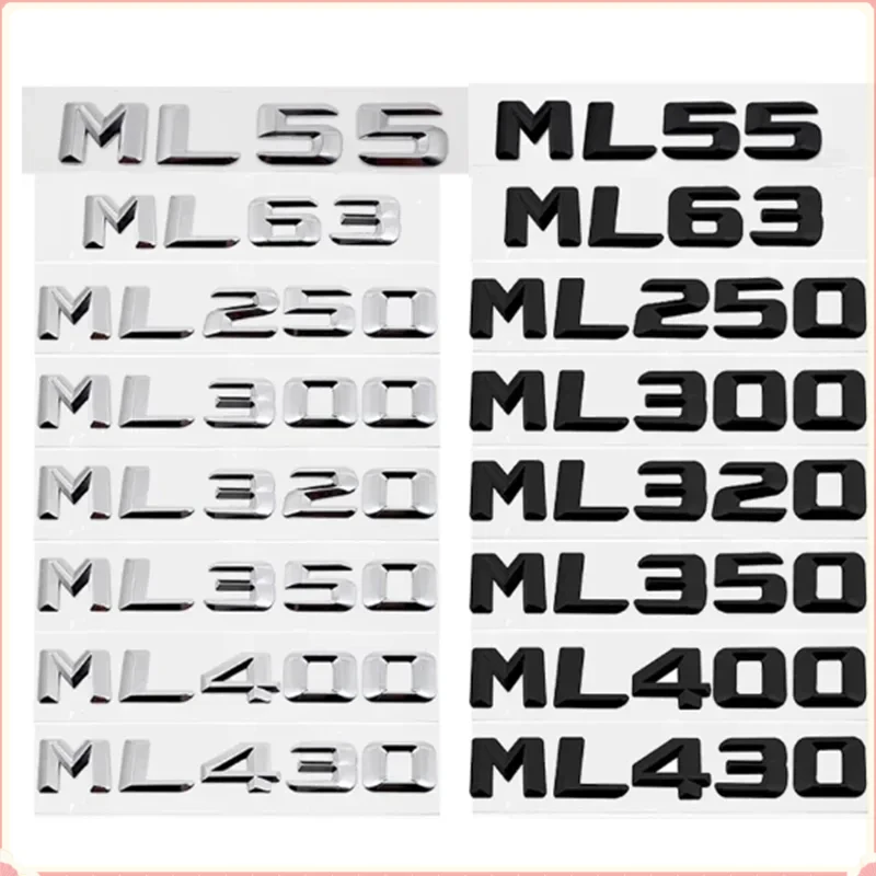 3D Car Rear Trunk Sticker Tail Letter Badge Emblem for Mercedes Benz ML55 ML63 ML250 ML300 ML320 ML350 ML400 ML430 Accessories