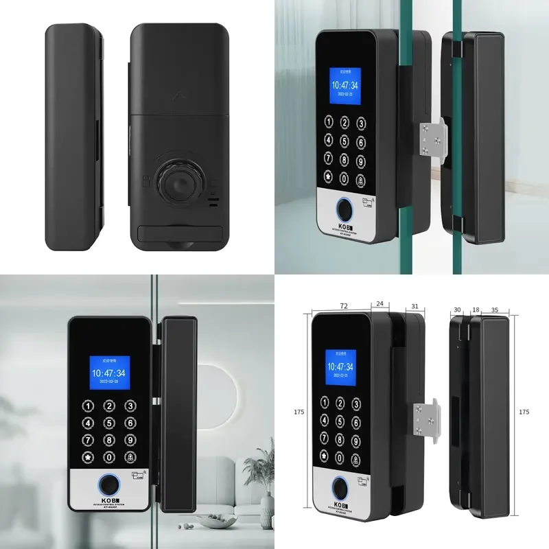 2026 Intelligent Keyless Glass Door Lock Aluminum Material Memory Card Data Storage Option Network Connectivity Grade