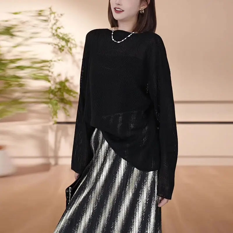 Luxury Design Women's Clothing Harajuku Tassels Pleated Skirt Vintage Trend Stripes Black Skirt Office Lady Skirts Y2k Clothes
