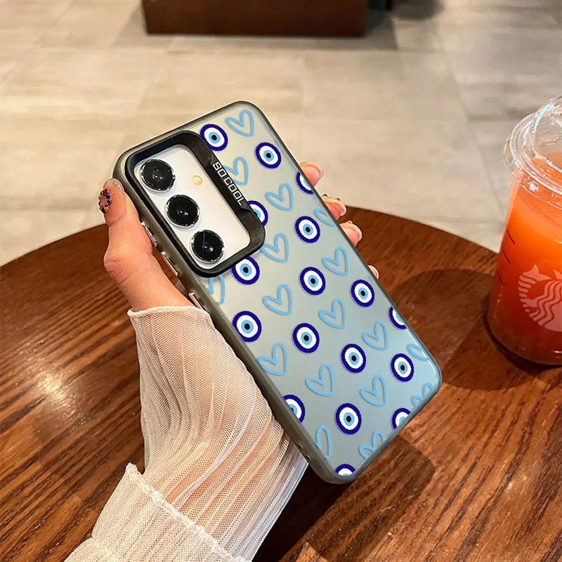 

Evil Eye Love Heart Laser Phone Case For Samsung Galaxy S25 S22 Ultra Plus S21 FE S24 S23 Ultra Plus FE Shockproof Cover Fundas