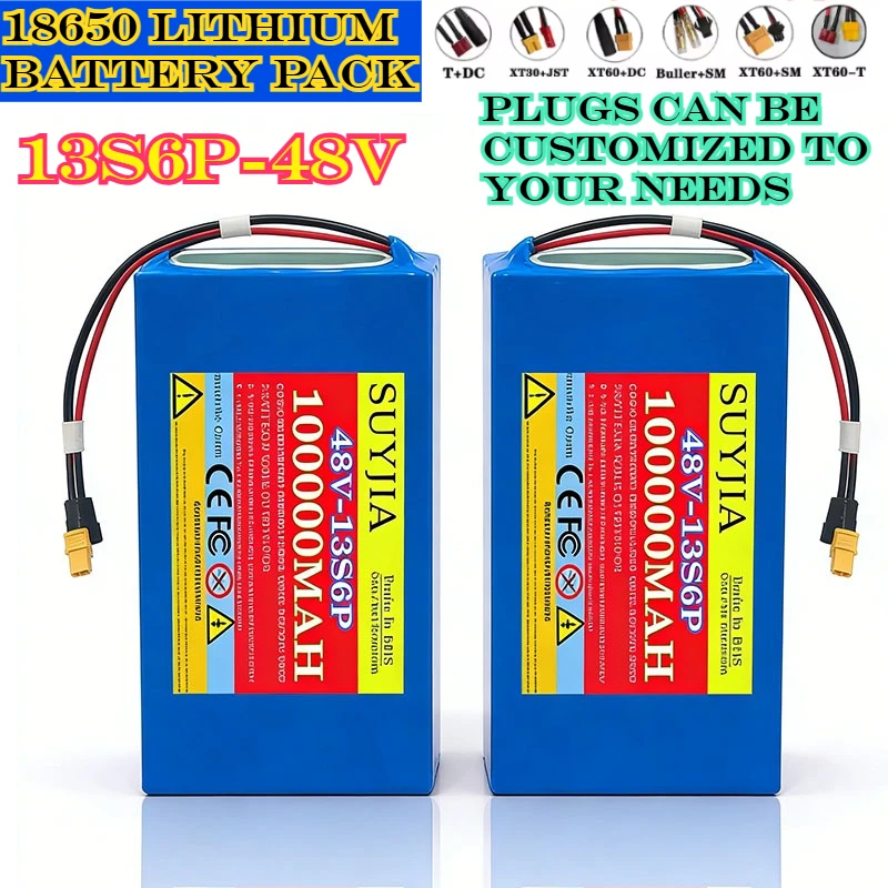

13S6P 48V 100Ah 18650 Lithium Battery Pack 1000W High Power 54.6V Built-in 30A BMS for Outdoor Power Tool Backup Battery