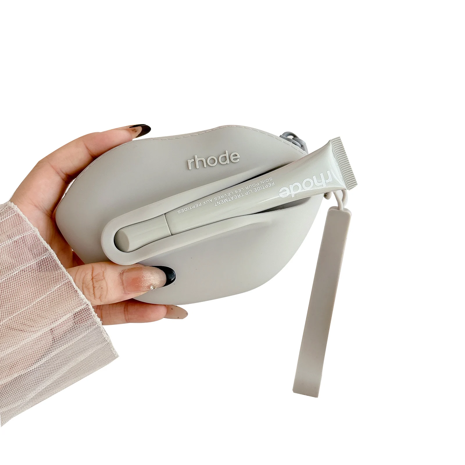 حافظة سماعة أذن من السيليكون الأصلي لأجهزة Airpods Pro3/Pro2، حقيبة صغيرة فاخرة مع حامل شفاه حصريًا للنساء، مع حزام معصم