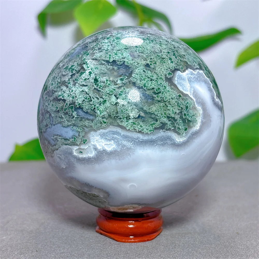 

Moss Agate Sphere Crystal Natural Stone Quartz Stone Minerals Home Decoration Reiki Garden Decorations Energy Healing Luck Love