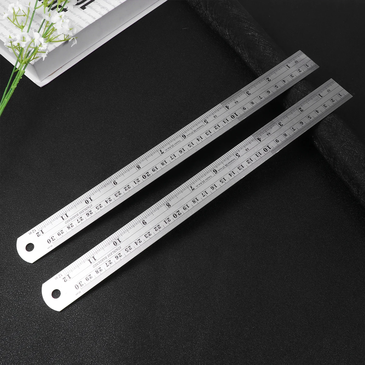 

4pcs Stainless Steel Ruler Thicken Measuring Straight Edge Metric Double Scale School Drafting Drawing Useful Study