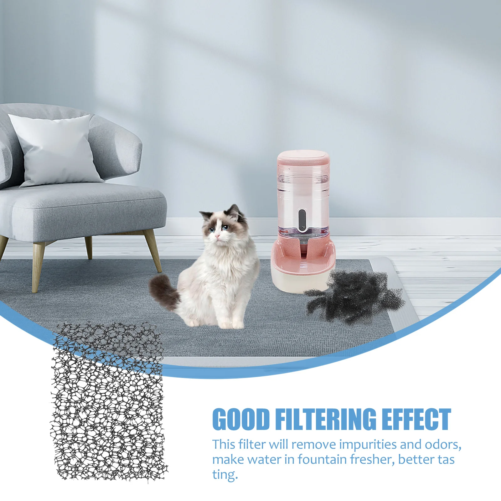 

60Pcs Pet Drinking Fountain Filter Sponge Replacement for Water Dispenser Pump Purifying Sponge Durable Filter Accessories