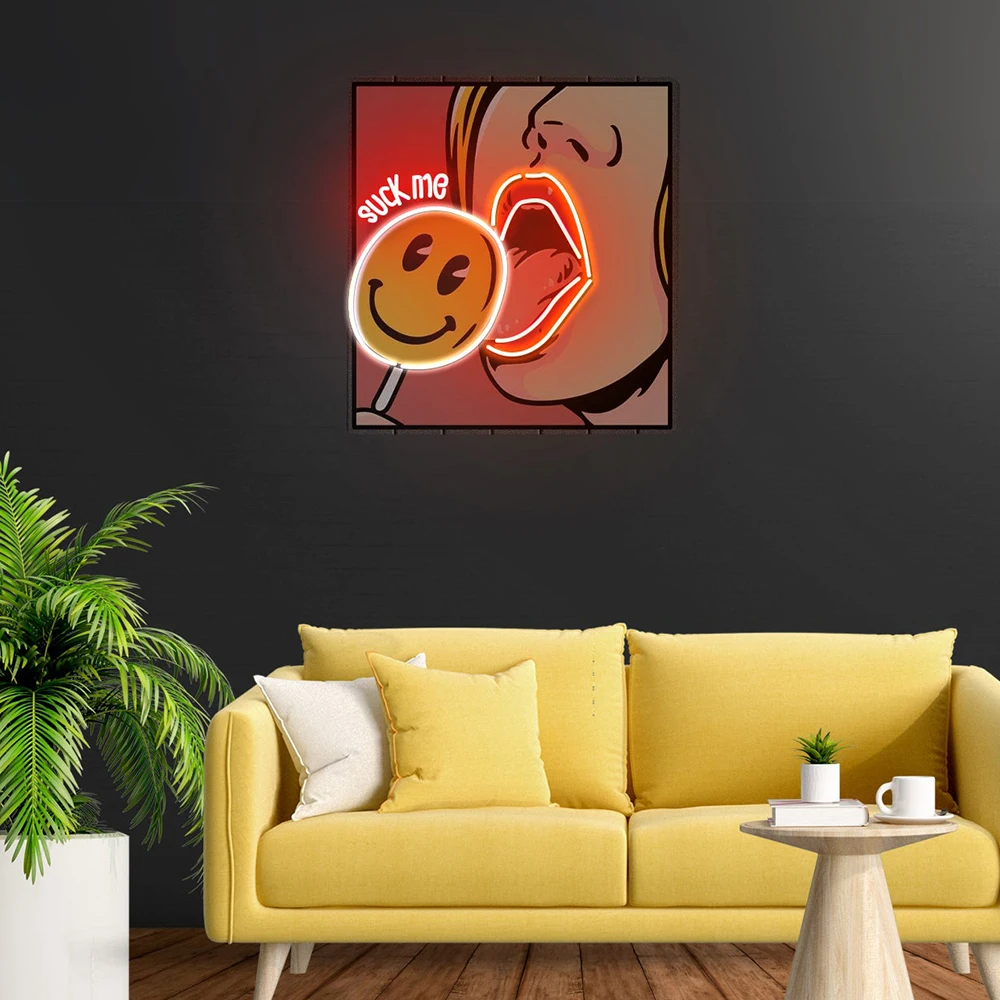 Woman Eating Candy Neon Pop Art Sign for Living Room Bedroom Wall Decor Led Signs Custom Home Bar Pub Decoration Neon Light