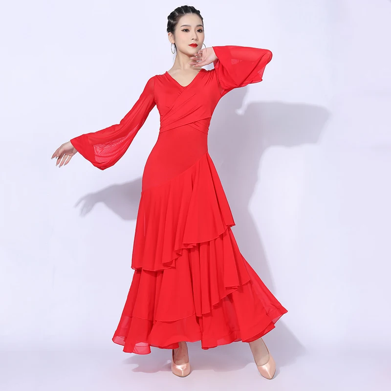 Vestido de Dança de Salão Feminino, Valsa Roupa de Dança, Tango de Baile, Elegante Padrão para Palco, Performance, DL9820