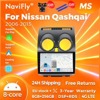 Navifly Car Radio DSP CarPlay Android Auto Multimedia Player For Nissan Qashqai J10 2006 2007 2008-2013 Android 14 Navigation GPS Voice Control Intelligent System 4G LTE WIFI RDS
