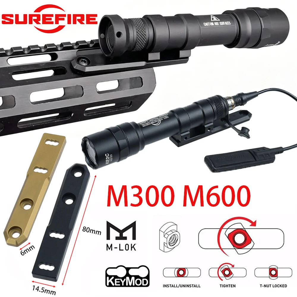 

M-LOK KEYMOD 20mm Picatinny Rail Surefire M300B M300C M600C M600B Flashlight With Inline Light Mount Scout Light With Switch