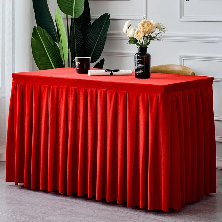 Velvet Rectangular Tablecloth Table Skirt Tableskirt Exhibition Table Cover Wedding Dining Desk Decor Meeting Room Decoration