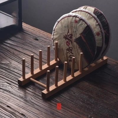 Pu 'er Tea Cake Display, Real Wood Bracket, Multilayer Bamboo Stand, Chinese Tea Ceremony with Zero Decoration
