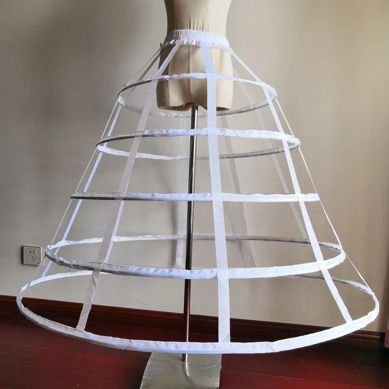 Triangular Crinoline 5 Hoop Cage Petticoat Bustle Full Dress Wedding Gown Pannier Underskirt  Winter