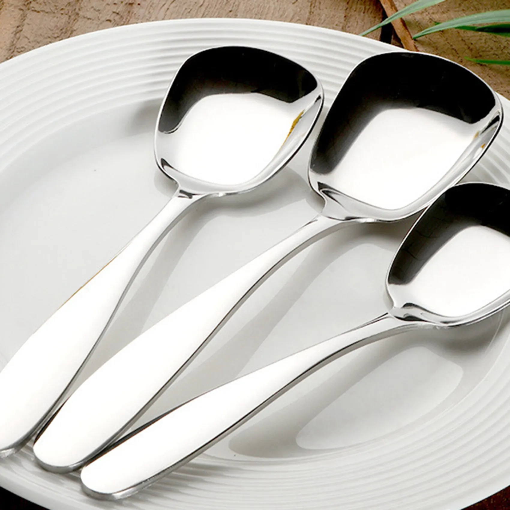 A02M-6 Pcs/Set Stainless Steel Flat Spoons Chinese Silver Soup Coffee Tea Dinner Gold Spoon Sets Kitchen Accessories-Gold