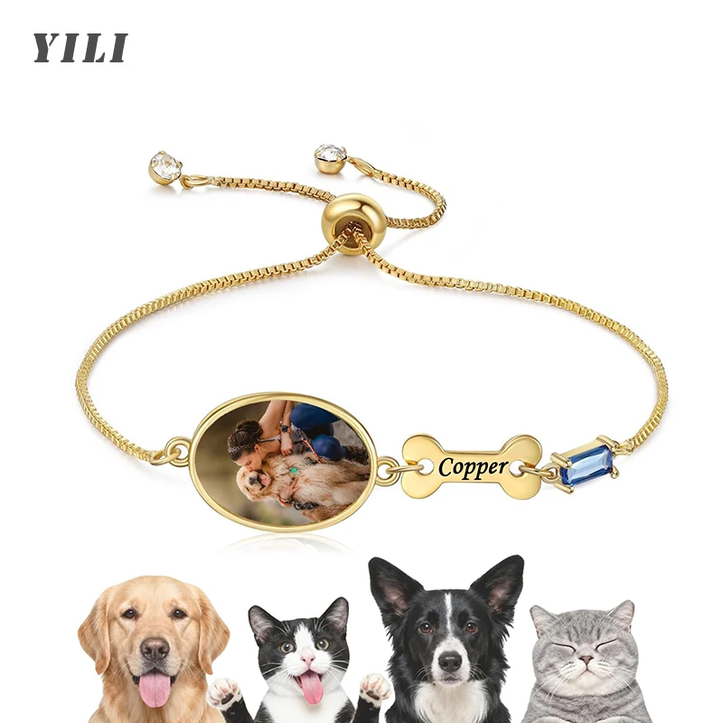 Personalized Pet Memorial Bracelet for Women Custom Pet Photo Name Bracelet Memorial Gifts for Pet Owner Loss of Dog Cat