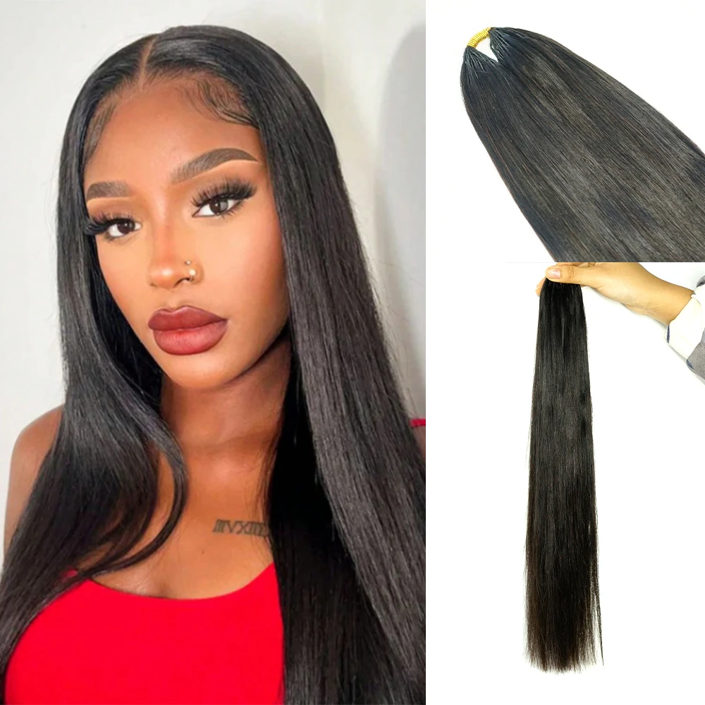 

Прямые волосы для наращивания крючком, без узлов, предварительно разделенные, из натуральных человеческих волос, для плетения косичек, для чернокожих женщин