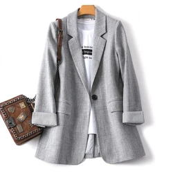 Blazer casual da donna a maniche lunghe primaverili 2023 abiti scozzesi da lavoro di nuova moda da donna blazer da ufficio cappotti da donna giacca da donna