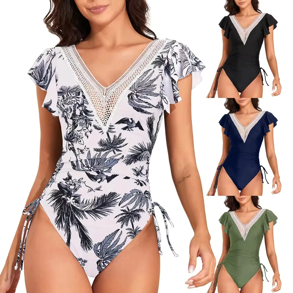 

Women 1 Piece Swimwear Push Up Padded Bikini Swimsuit Training Athletic Swimwear Sport Shirred Tank Cut Out Sexy Swimsuit