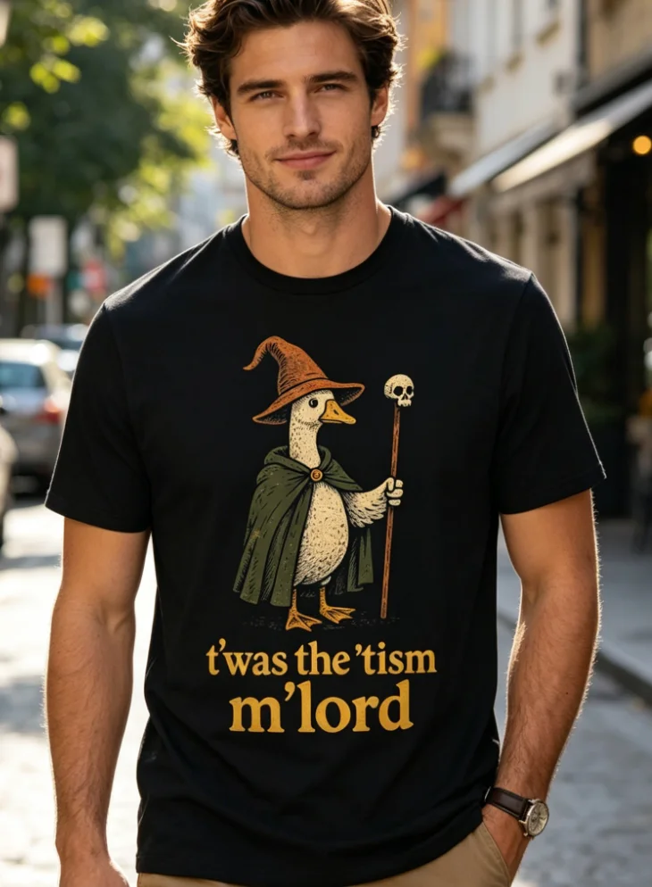 Funny Meme TWAS The Tism M Lord Silly Goose Graphic Kids T Shirtfashion T Shirt Casual WearPattern Print Crew Neck T Shirt Gift