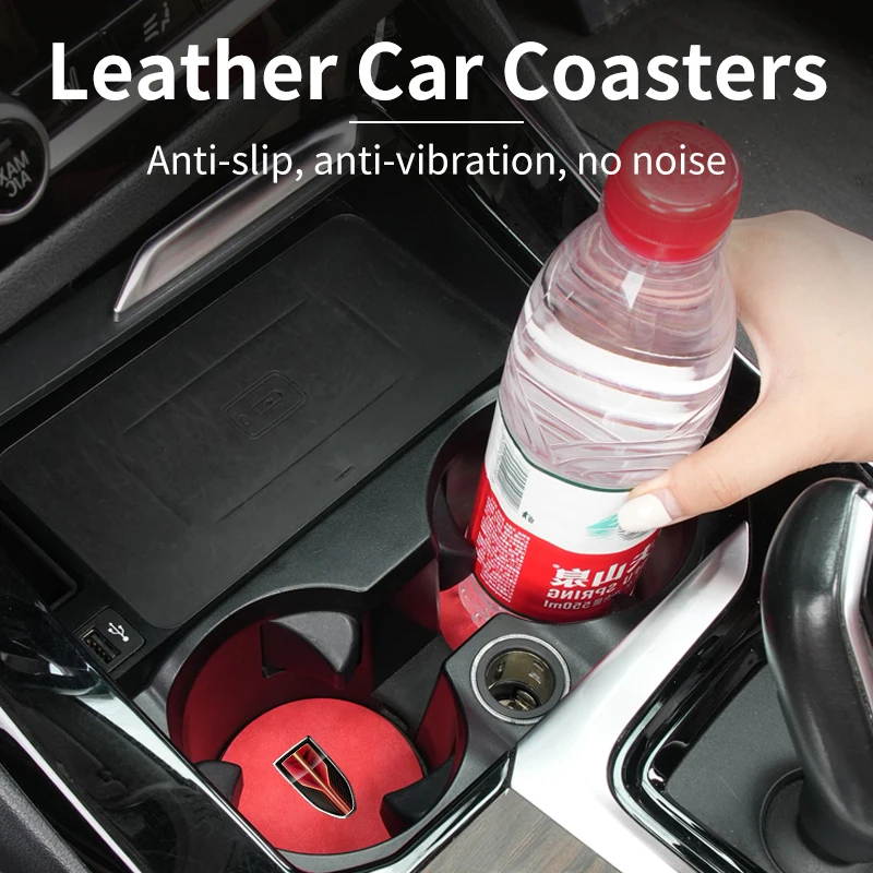 2PCS Car Coaster Sheepskin Waterproof Cup Holder Mats For Hongqi H9 HS5 H5 H7 E-HS9 E115 HS7 LS7 2021 2022 2023 Accessories