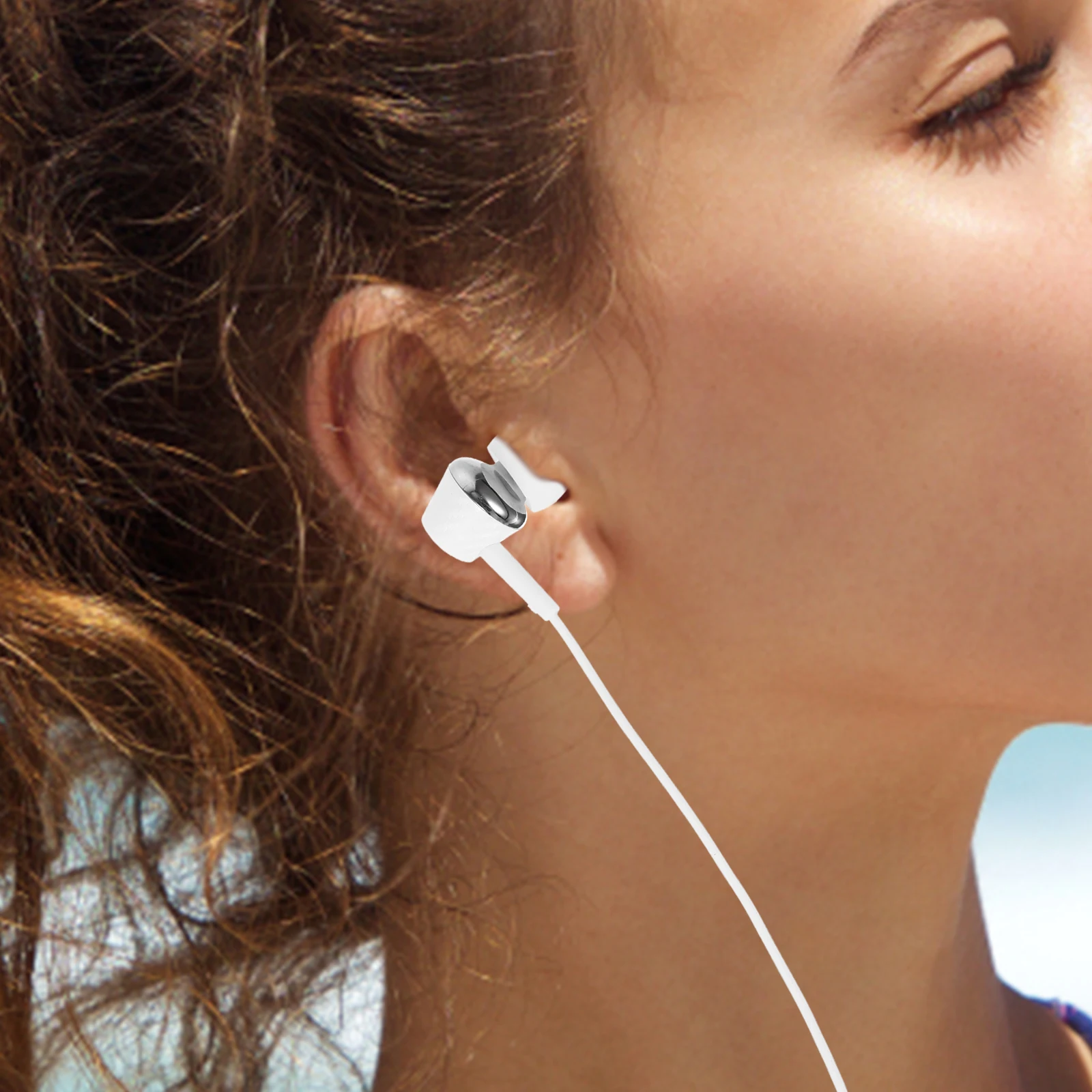 

1 set Wired In-Ear Earbuds With Microphone Wire-Controlled Earphones Lightweight Comfort-Fit Ergonomic Small Portable Silver