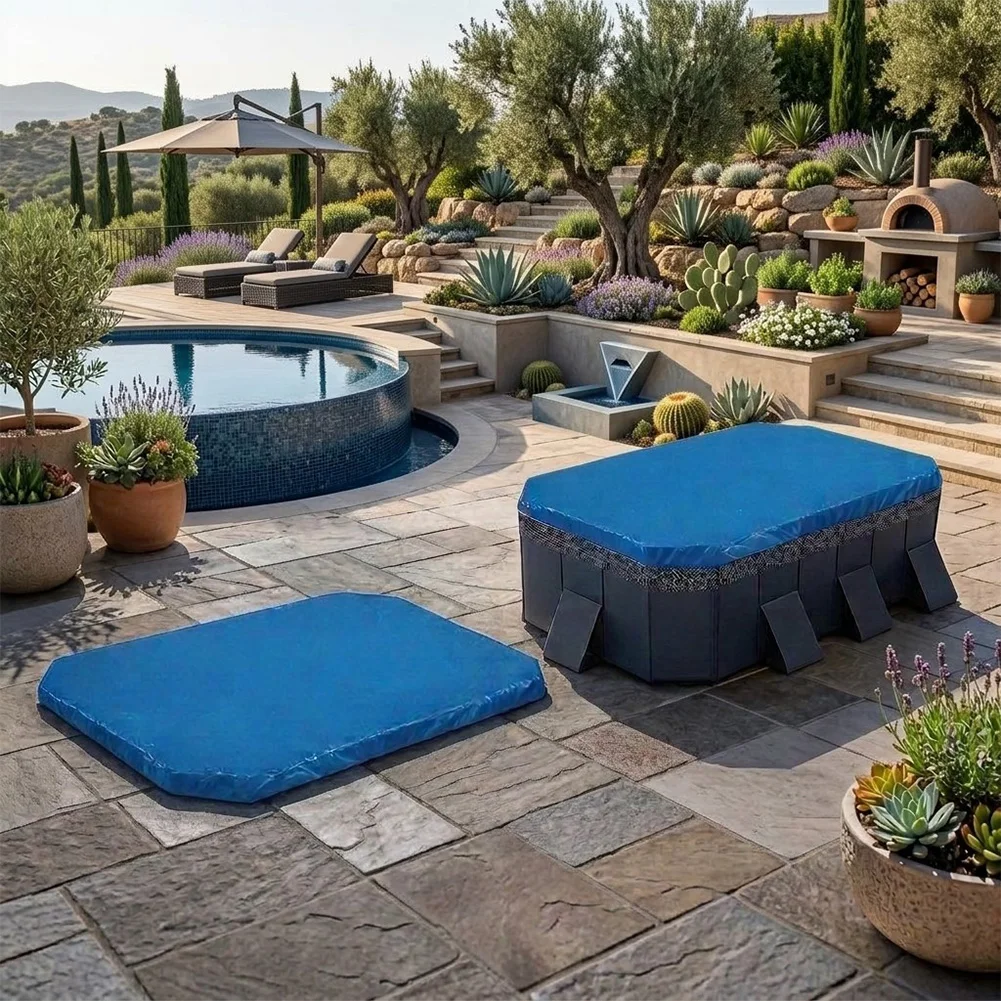 UV-Resistant for pe Cover for Rectangular Inflatable Pools Featuring Drawstring Fit Dust Protection and Minimal Storage Need