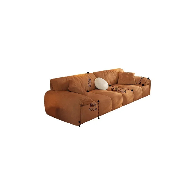 

Italian-style small apartment living room, simple and modern light luxury straight-row sofa