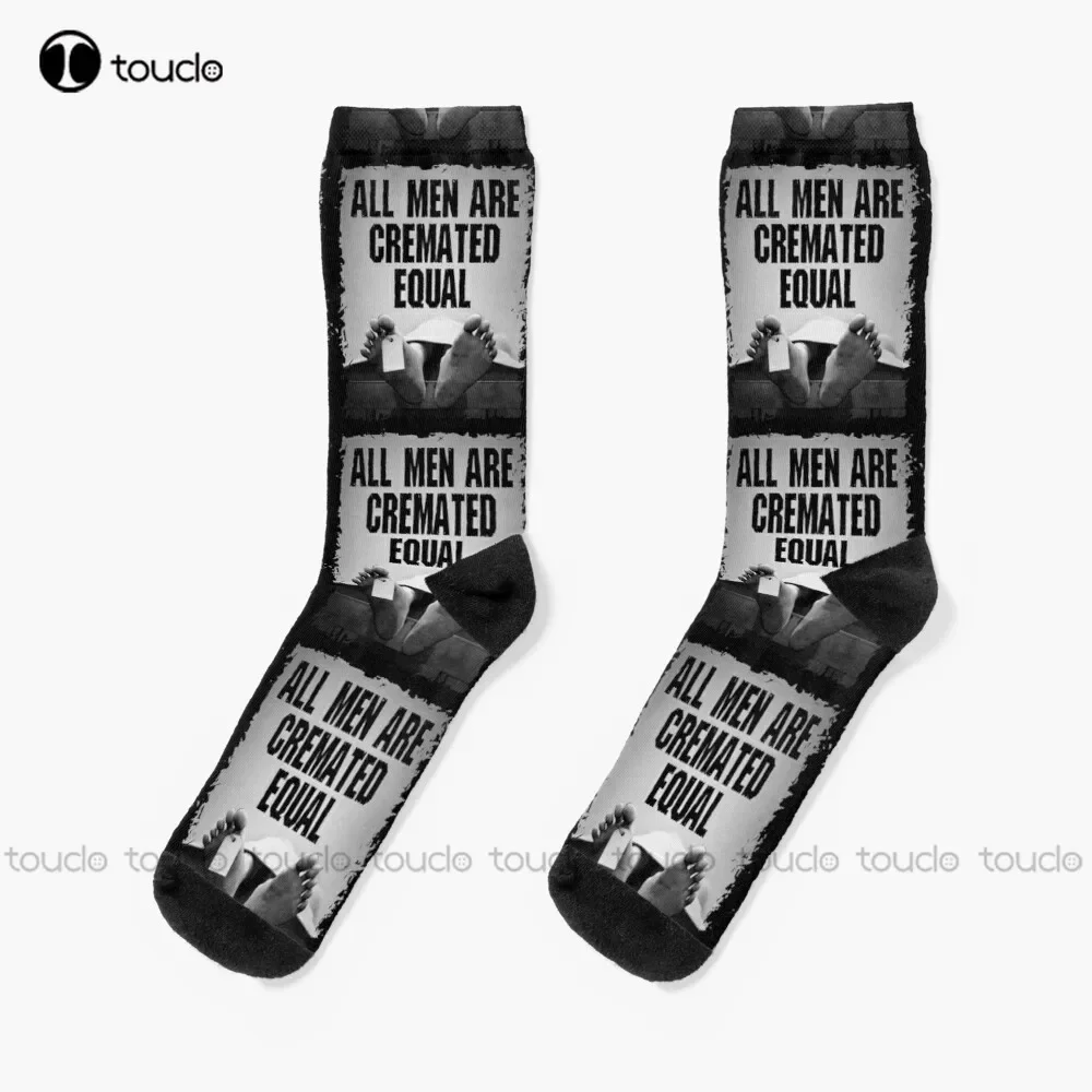 

All Men Are Cremated Equal Goth Dead Body Coroner Socks Halloween Running Socks Christmas New Year Gift Custom Gift Unisex Adult