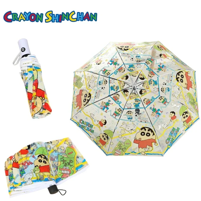 Crayon Boy Shin C-Chan Fully Automatic Transparent Umbrella Cartoon Crayon Boy Shin C-Chan Thickened Folding Tri-fold Umbrella