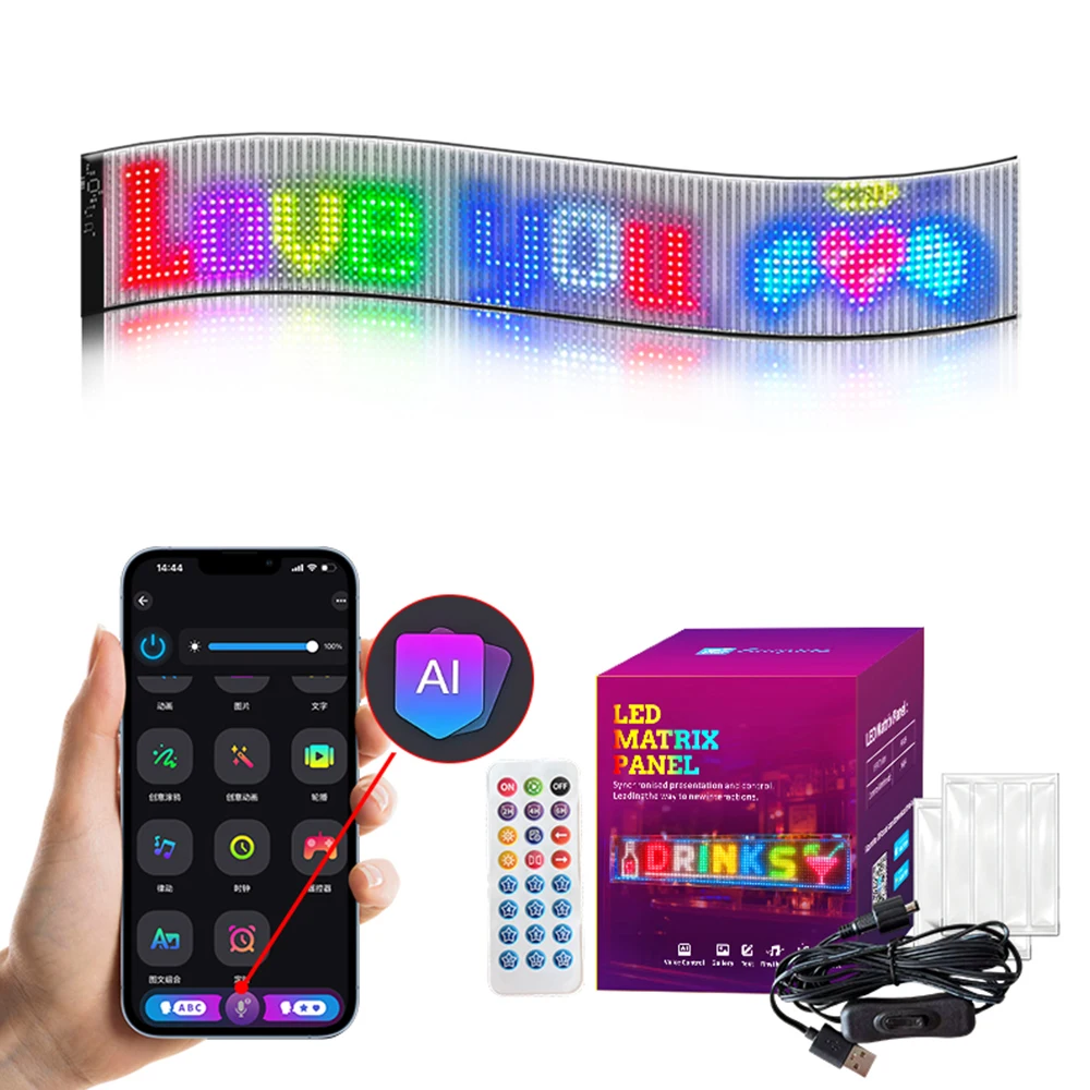 100cmx16cm LED  Devil Eyes Light for Windshield – App Controlled Animated Windshield LED with Custom Text & Graphics - All Cars