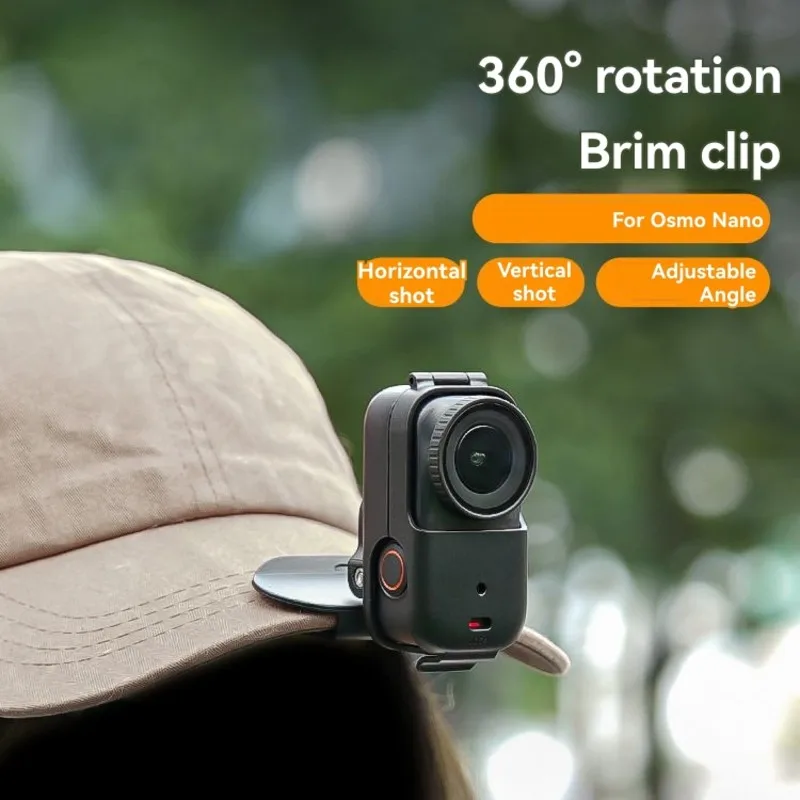 A13E-For Nano-For Osmo Adjustable Sports Camera Hat Clip Mount-For Lightweight, Durable Plastic, Black