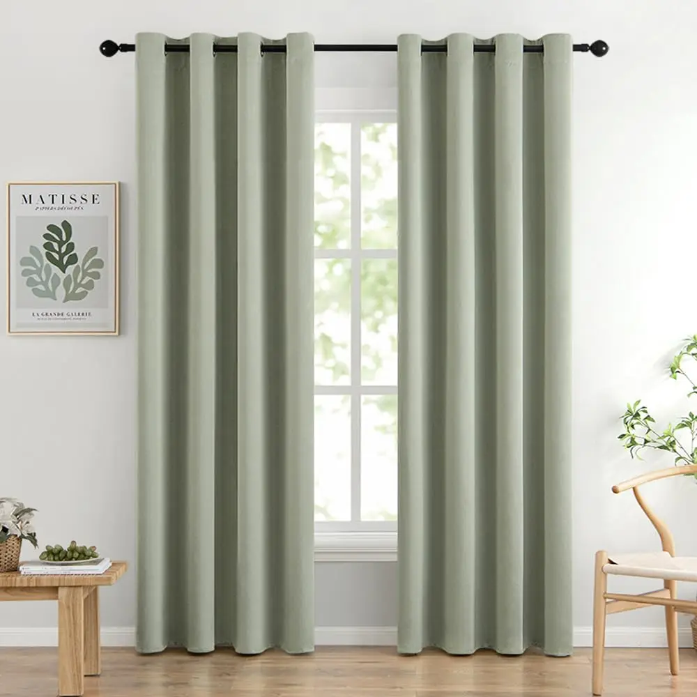 

Room Darkening Curtains Thermal Insulated Drapes Solid Window Treatment Set Grommet Top Light Blocking Blackout Curtain