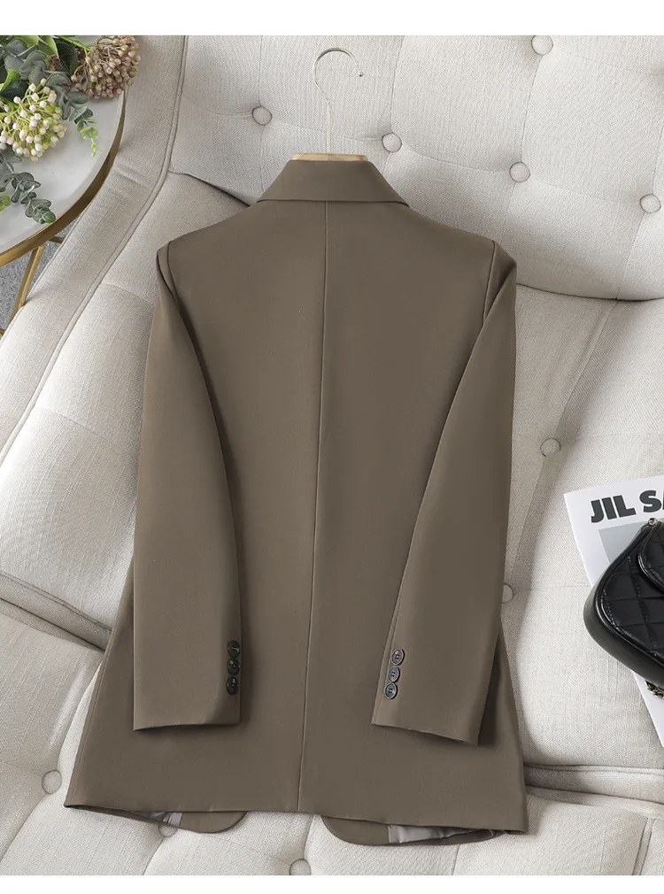 Tesco Solid Suit Blazer For Women Long Sleeve Notch Lapels Formal Jacket For Office Ladies Fashion Casual Women's Top Coat