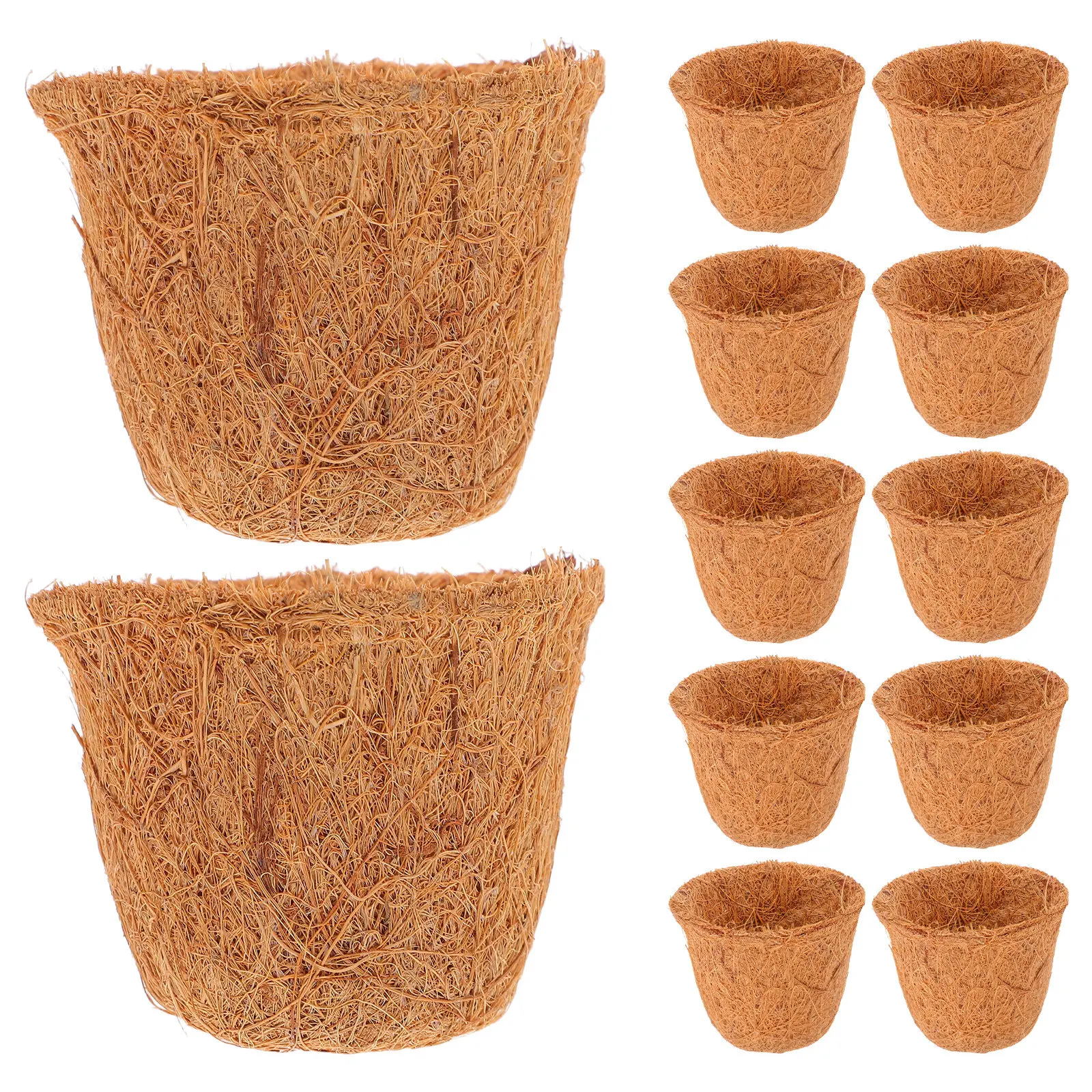 12Pcs Coconut Coir Flowerpot Liner Biodegradable Succulent Planter Container Moisture Retaining Air Circulating Small Plant