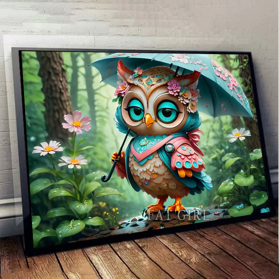 DIY Diamond Painting Complete Kit Animal Colour Owl Full Square Round Mosaic Bird Embroidery Cross Stitch Rhinestone Home Decor