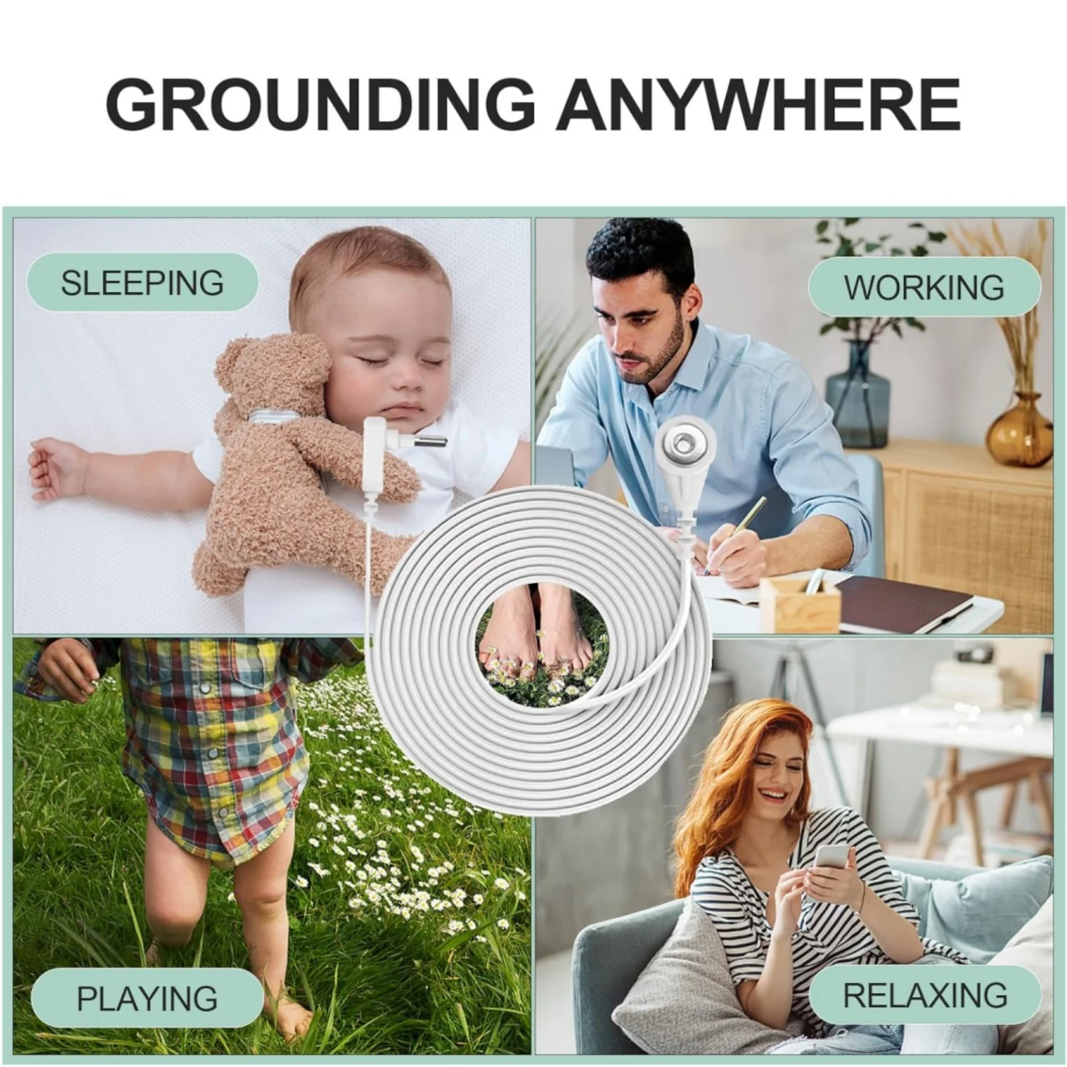 سلك أرضي بسلك أرضي ، حصيرة تأريض ، لوح ، غطاء وسادة ، استمرارية عالية ، سلك متصل بالأرض المفاجئة ، عالمي ، 5 أمتار ، قدم