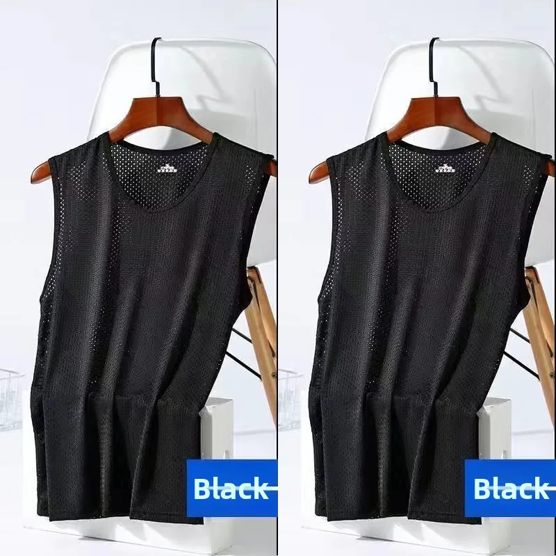 

Men's Me Vest Ice Silk Sports Trasuit Underwear No Trace Wide oulder Vest Summer Breathable Loose Fit round Ne Top