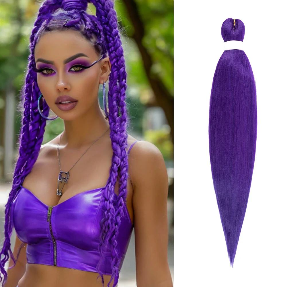 

Pre-stretched Braids Wig Synthetic Hair Ombre Yaki Texture Braid Hair Extensions Professional Itch Free Hot Water Setting Fiber