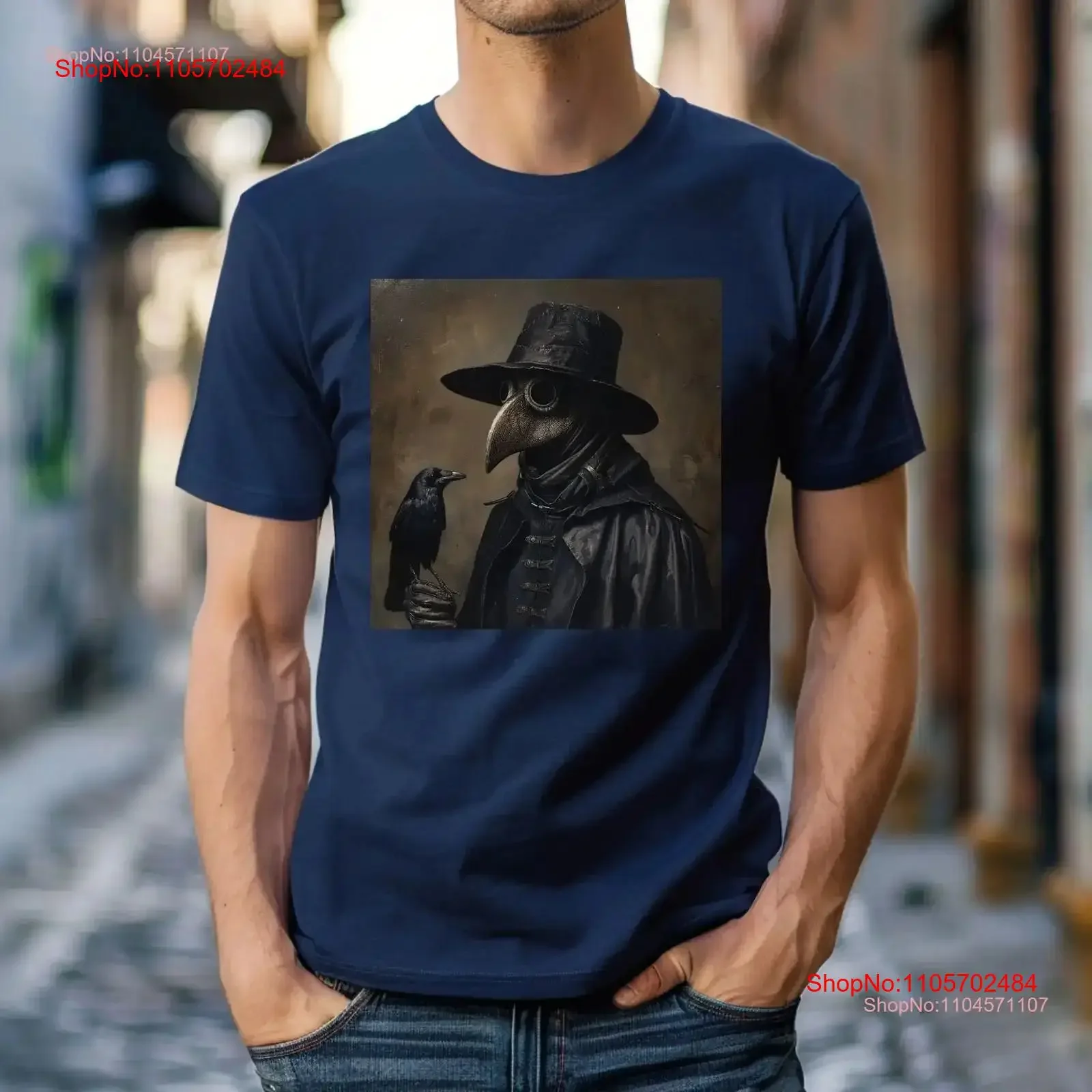 Plague Doctor Holding a Crow Creative T Shirt Artistic Apparel Animal Art vintage Washed Stylish Breathable fashion Unisex