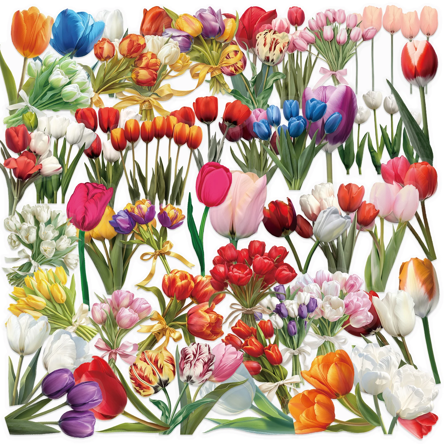 50 stücke Blume Pflanze Aufkleber Hand Zelt DIY Stick Etiketten Scrapbooking Material Journal Liefert Transparente Blume PET Aufkleber – Detail 18
