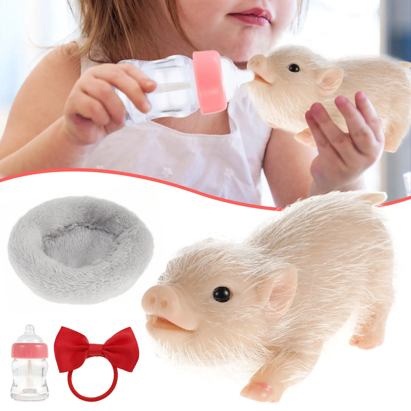 Simulation Pig Doll Pendant Soft Silicone Pig Doll Toy Body Hairy Pig Ornaments for Girls Boys Christmas Gifts Home Decoration