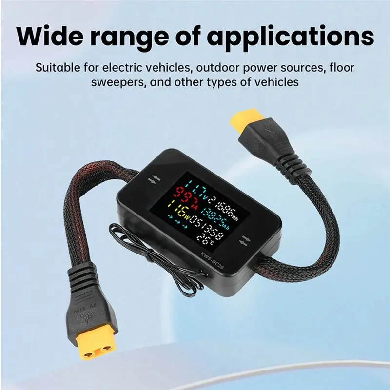 AT19-DC26 DC 8-80V LCD Digital Battery Charging Tester Voltmeter Ammeter Power Meter Voltage Current Tester 20A
