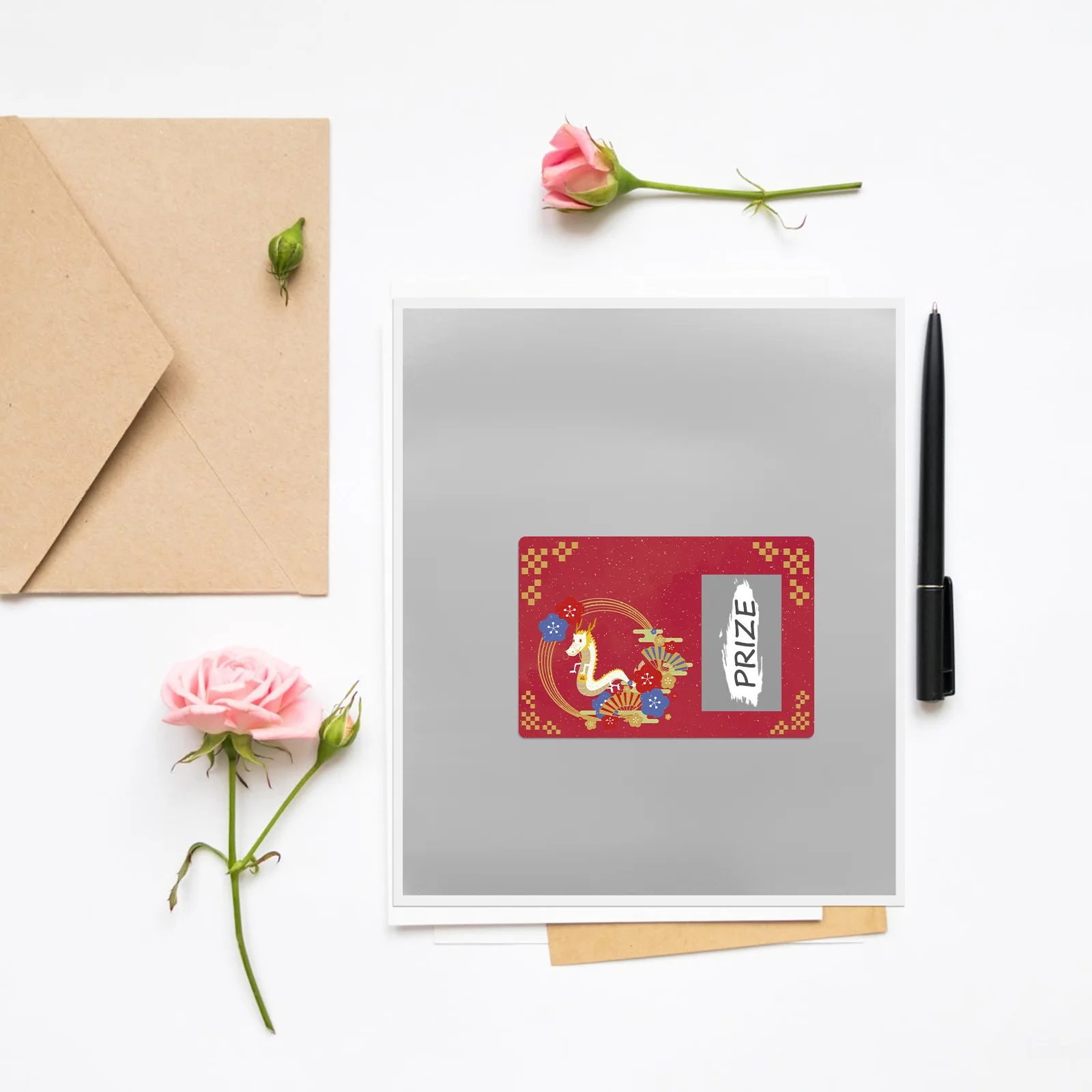 5 Sheets Scratch Card Stickers Peel and DIY Labels off Cards Prizes Flash Paper Game Props