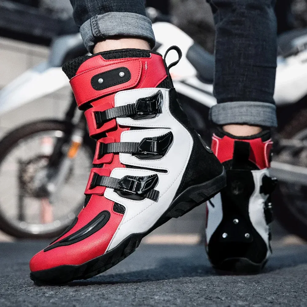 

Дышащие защитные мотоботы для езды на мотоцикле, износостойкие, ветрозащитные, с защитой от падений, мотоциклетная обувь