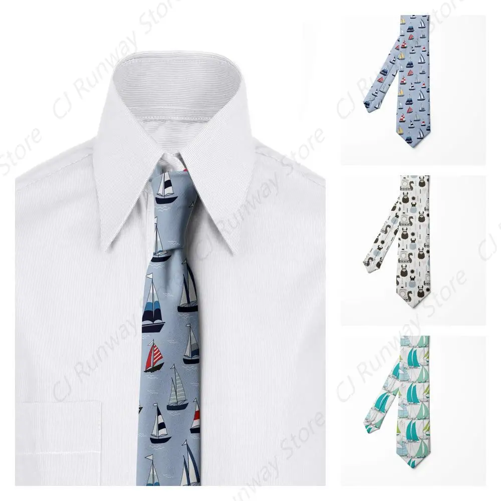 Men's Tie, Sailboats Racing Swelling, Necktie, 3.7