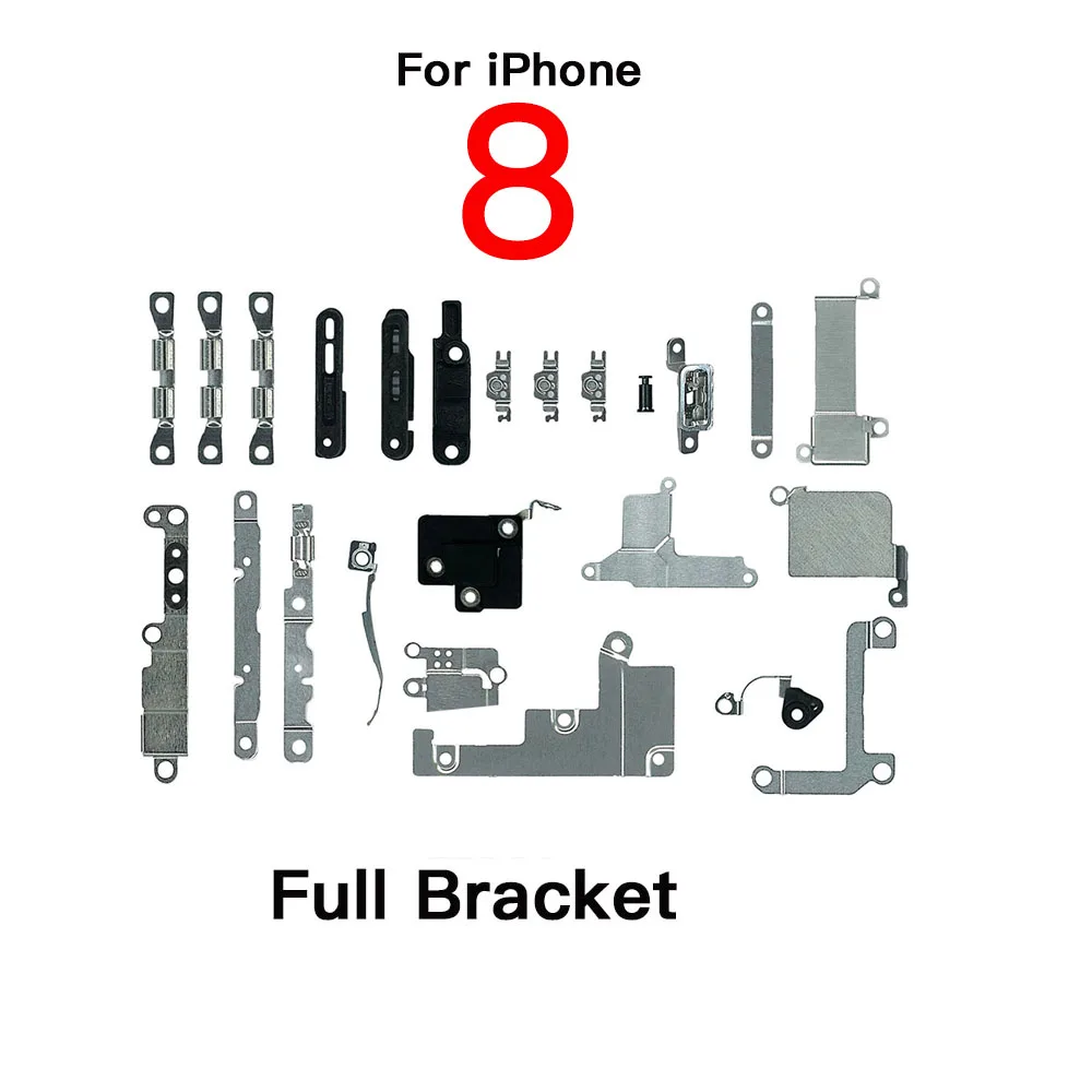Replacement For iPhone 8 Front Camera Power Volume Flex Cable Ear Piece Loud Speaker Screws + Bracket Home Button Charging Dock