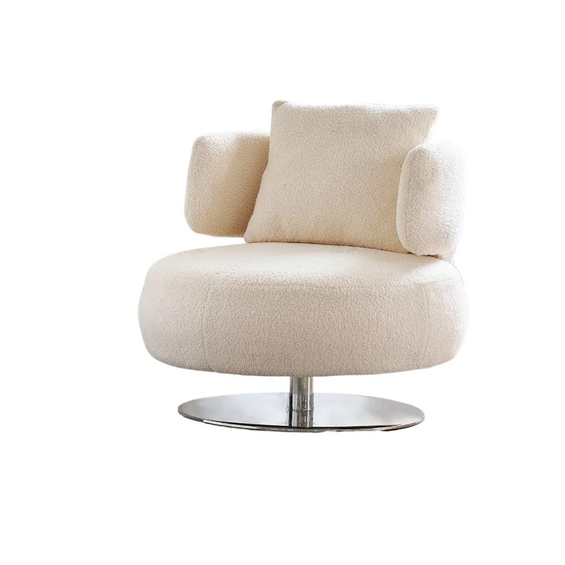 

French sofa, lamb wool cream wind leisure chair, girls' household living room small apartment rotating